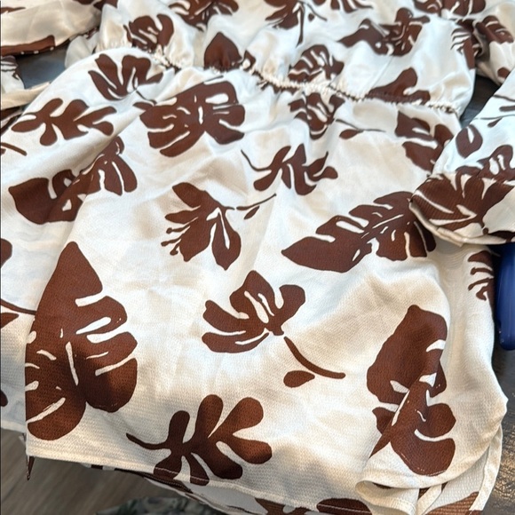 Forever 21 + 2X Brown and White Leaf Print Dress - Picture 8 of 11